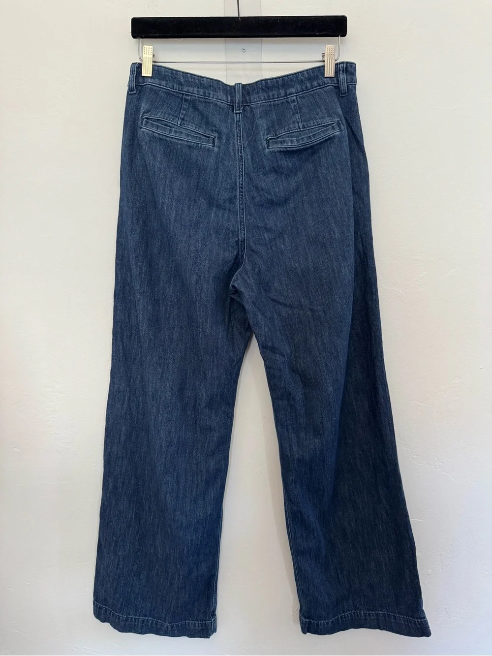 J. Crew Pleated Trouser Jean Blue High Rise Denim Cotton Stretch